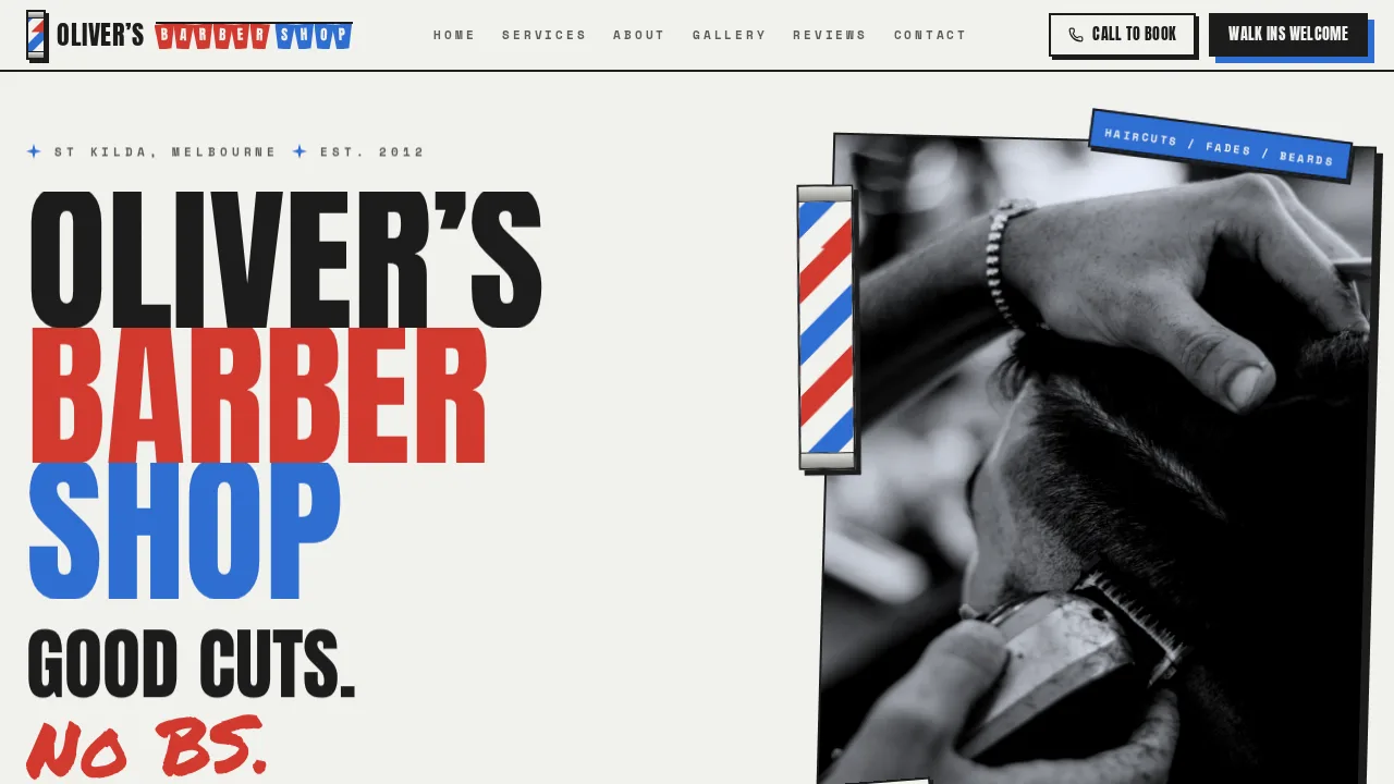 Oliver's Barbers homepage